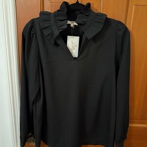Entro Women's Black Ruffle Blouse